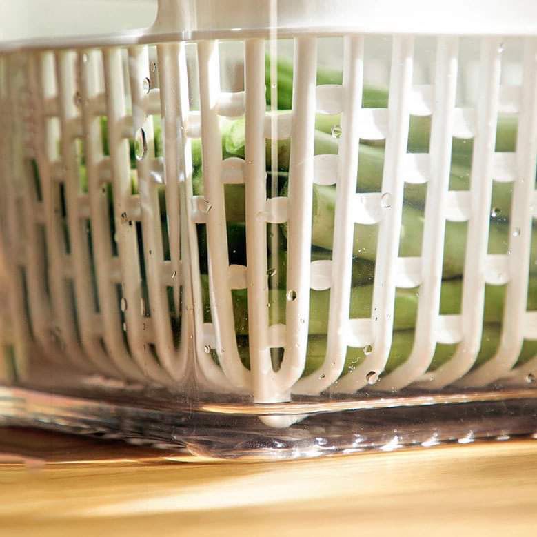 علبة ثلاجة لحفظ وتخزين الطعام اكليريك مع 2 مصفاه داخلية بغطاء محكم الغلق