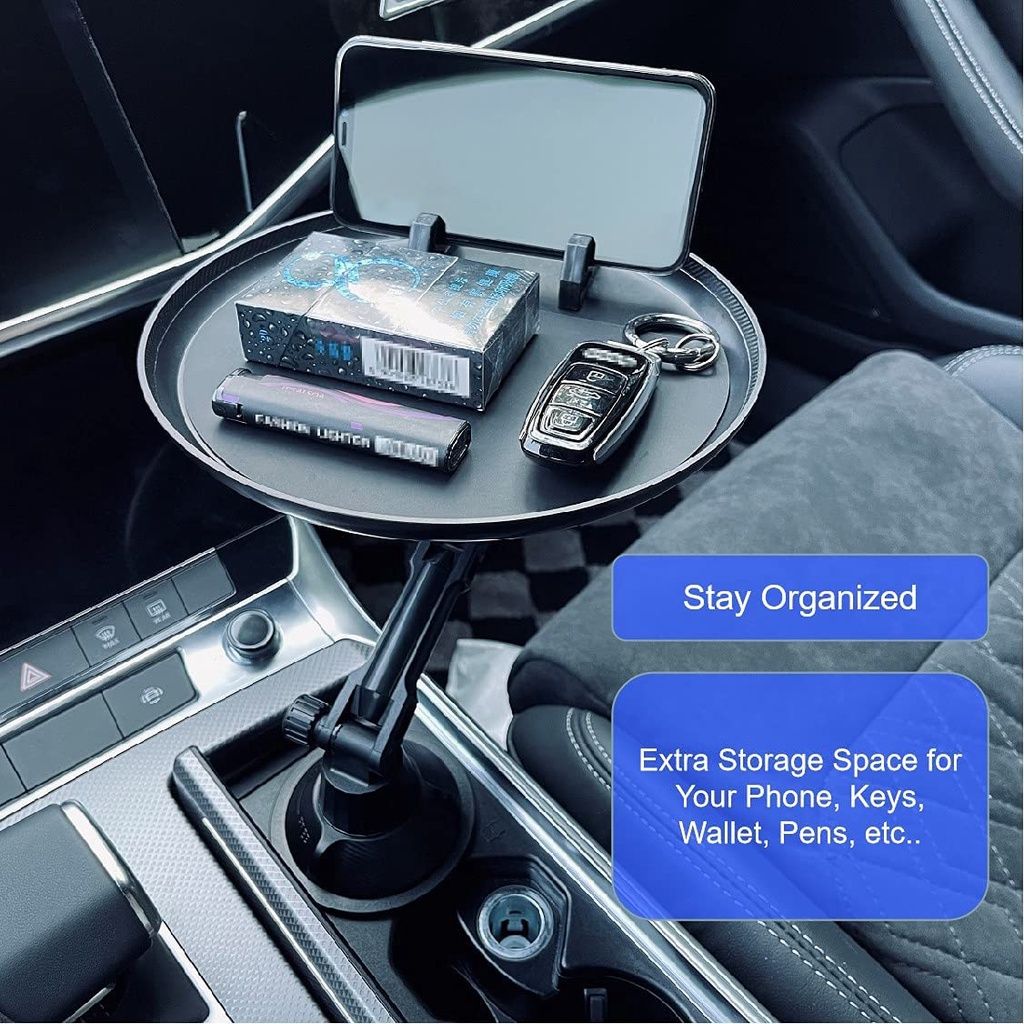 صينية وحامل طعام للسيارة تدور 360 درجة لتناول الطعام والحفاظ علي نظافة السيارة