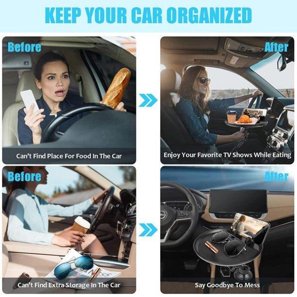 صينية وحامل طعام للسيارة تدور 360 درجة لتناول الطعام والحفاظ علي نظافة السيارة