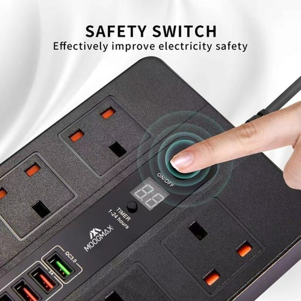 مشترك كهرباء 6 منافذ مع 6 مخارج يو اس بي و تايب سي 2500 واط