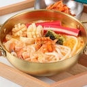 طاسة لتسوية وتقديم الطعام من الفولاذ مطلي باللون الذهبي 18 سم