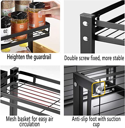 استاند منظم وحامل للتوابل والبرطمانات 2 دور من الفولاذ المجلفن