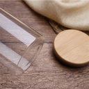 علبة دائرية اكليريك شفاف لحفظ البقوليات والمكسرات بغطاء خشب