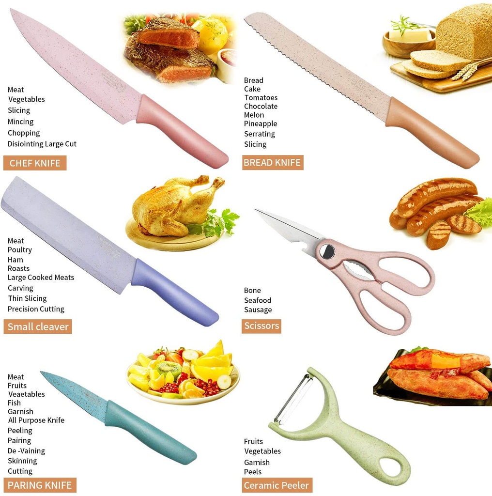 طقم سكاكين جرانيت الوان