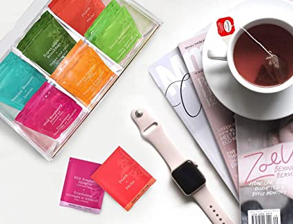 صندوق منظم وحامل لأكياس الشاي والأعشاب والكاندي مقسم 6 خانات من الأكليريك الشفاف