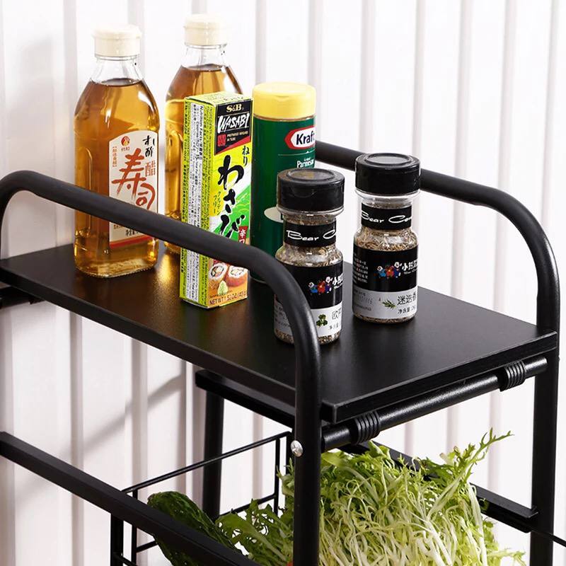 ترولي معدن 4 دور بسلات شبكية متحركة لحمل وتنظيم ادوات المطبخ والحمام بعجلات لسهولة الحركة