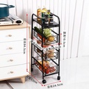 ترولي معدن 4 دور بسلات شبكية متحركة لحمل وتنظيم ادوات المطبخ والحمام بعجلات لسهولة الحركة