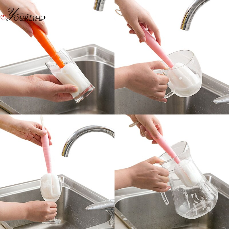 فرشة تنظيف زجاجات المياه الطويلة  والأكواب وببرونة الاطفال علي شكل جزرة