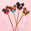 طقم معالق وشوك ميكي ماوس 4 قطع استانليس مطلي باللون الذهبي