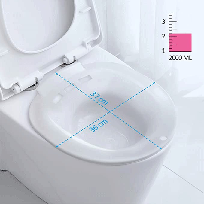حوض تواليت لعمل حمام دافئ بسهولة لعلاج البو ا سير والتهاب المثانة ولفترة ما بعد الولادة بفتحة لتصريف المياه