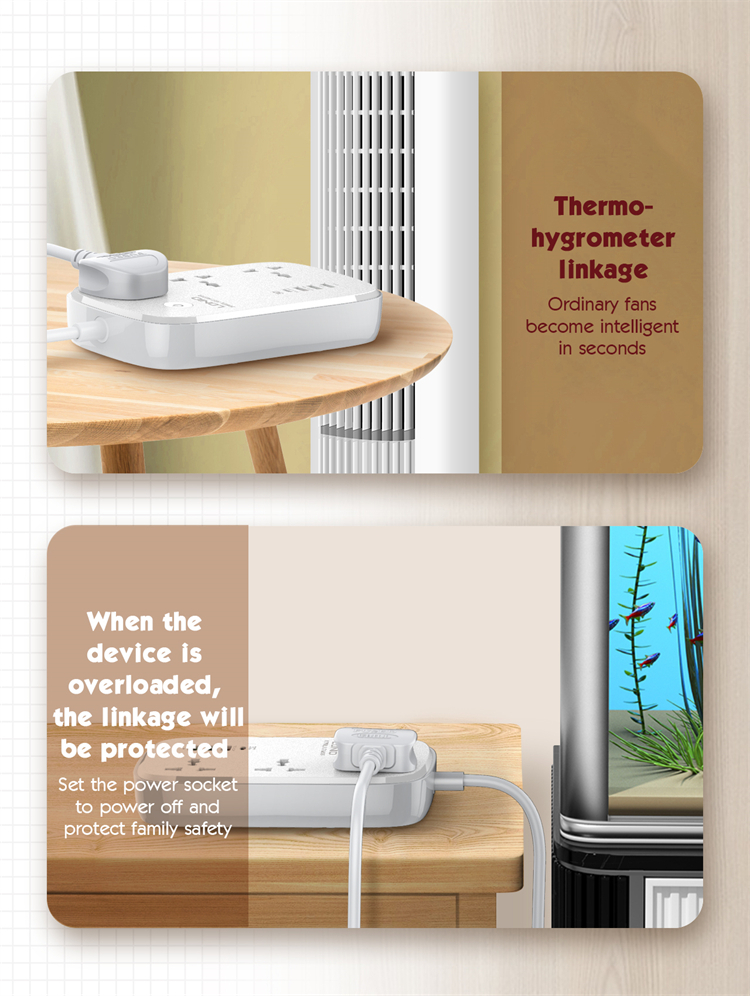 مشترك يتصل بالواي للتحكم عن بعد في ايقاف وتشغيل الأجهزة وتحديد الوقت مزود ب 3 فيش و 4 منافذ يو اس بي