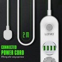 مشترك كهربائي سريع الشحن 4 فيشة مع 4 منافذ يو اس بي ليناسب جميع انواع الاجهزة مقاوم للأشتعال 2500 واط