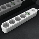 مشترك كهربائي سريع الشحن 4 فيشة مع 4 منافذ يو اس بي ليناسب جميع انواع الاجهزة مقاوم للأشتعال 2500 واط