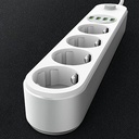 مشترك كهربائي سريع الشحن 4 فيشة مع 4 منافذ يو اس بي ليناسب جميع انواع الاجهزة مقاوم للأشتعال 2500 واط