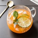 مج زجاجي للعصائر والشاي والنسكافية مزين بكلمة جود مورنينج بيد لسهولة الحمل