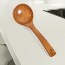 مغرفة خشبية بمقبض منحني طويل الخضار والشوربة والأرز بفتحه للتعليق في المطبخ