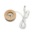 بلورة القمر المضيئة بقاعدة خشبيه من الكريستال