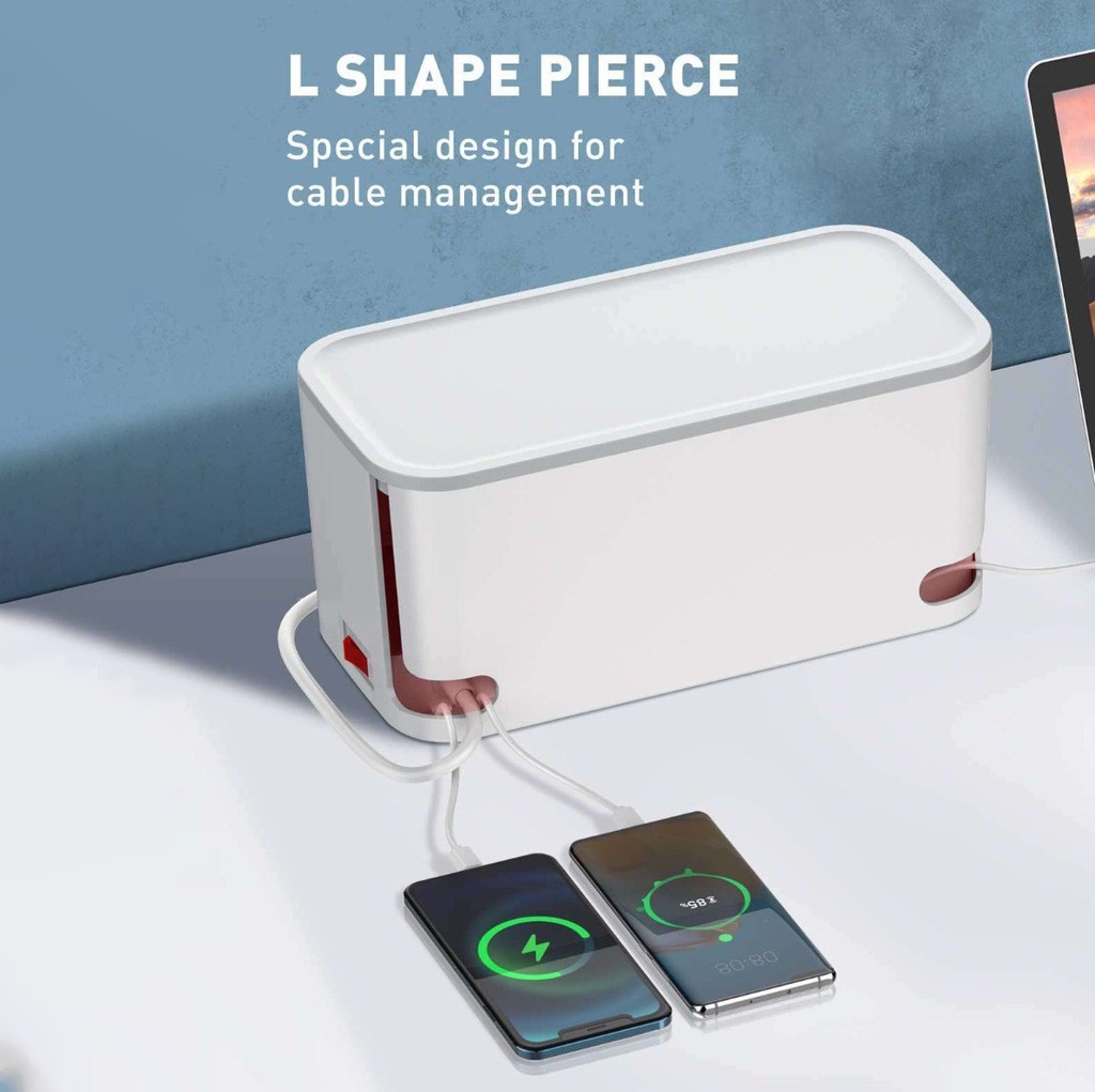 مشترك كهربائي 5 فيشة مع 3 منافذ يو اس بي ببوكس منظم للاسلاك وستاند للهواتف و الأجهزه