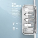 مشترك كهربائي 5 فيشة مع 3 منافذ يو اس بي ببوكس منظم للاسلاك وستاند للهواتف و الأجهزه