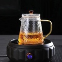 براد زجاجي بنقوش ومصفاه للاعشاب وغطاء ويد ذهبي 600 ملي