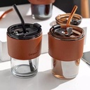 كوب زجاج جلد وشالموه