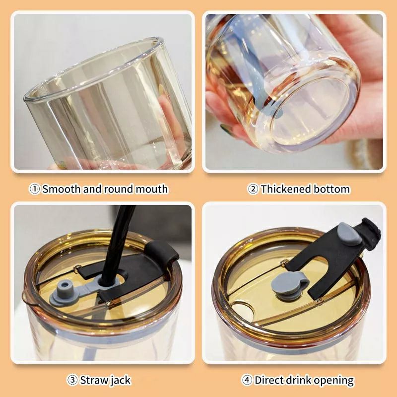 كوب زجاج جلد وشالموه