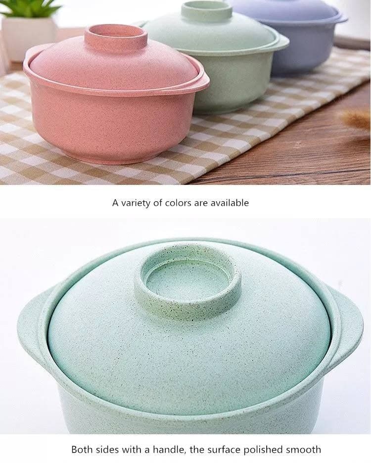 حلة الميكروويف الصحية من قش القمح بالغطاء