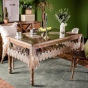 مفرش كبير وتربروف شفاف مع حروف دانتيل أنيقة للسفرة وترابيزة المطبخ