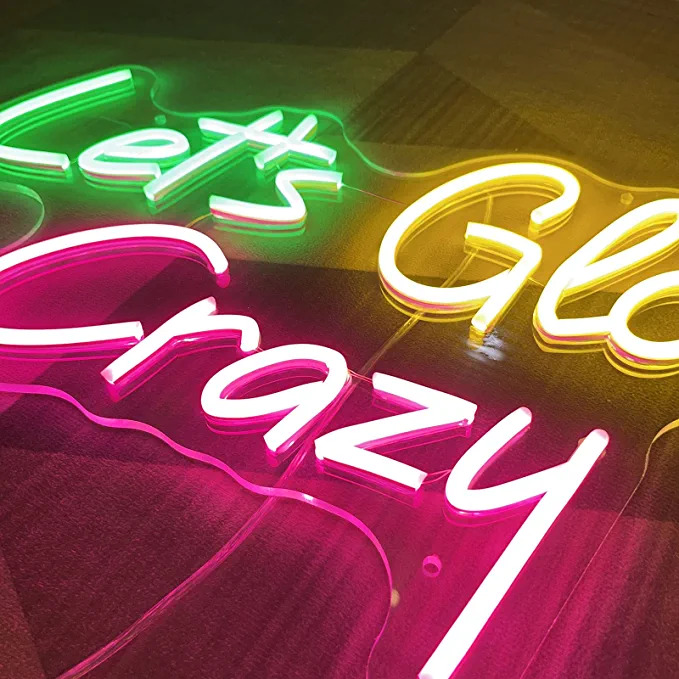 Let's Glow Crazy Neon Led Light Sign Art Decor