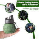 زجاجة مياه سيليكون للمشروبات الباردة والساخنة قابله للطي للرحلات والسفر وتسلق الجبال بميدالية لسهولة الحمل والتعليق 550 ملي