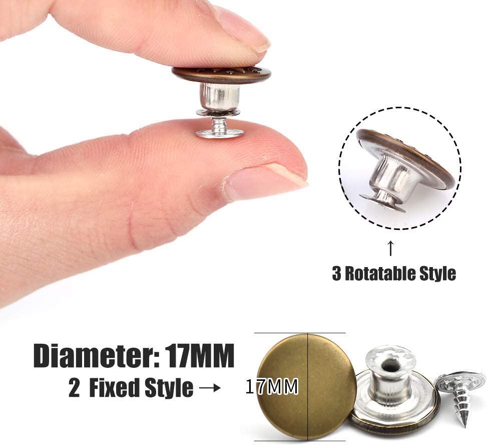 مجموعة زراير بناطيل جينز معدن سهلة التركيب بدون خياطة