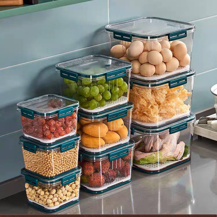 طقم علب اكليريك 3 قطع بمقاسات مختلفة لحفظ وتنظيم الطعام والبقوليات بغطاء محكم الغلق