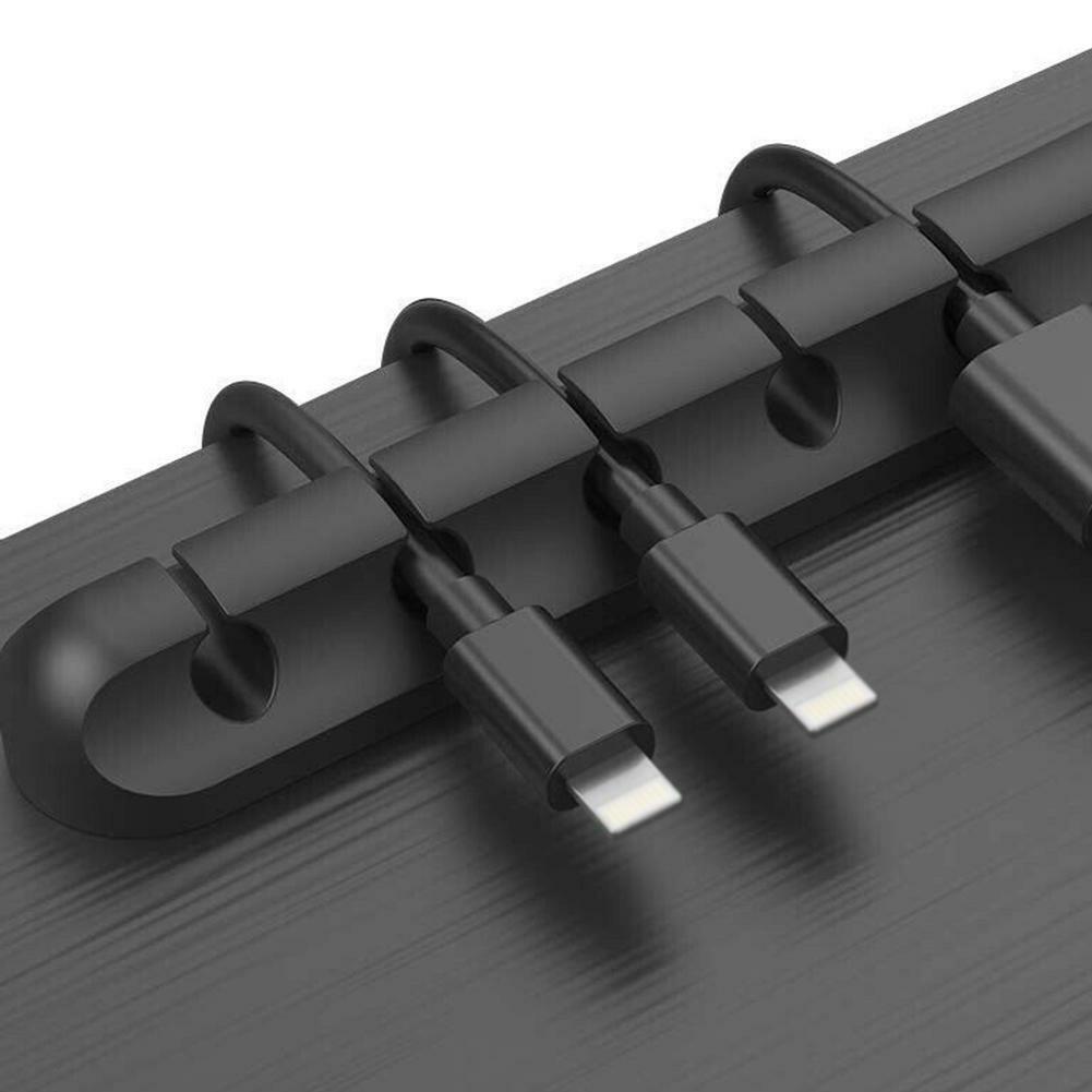 منظم وحامل ومثبت أسلاك وكبلات الشحن والسماعات سيليكون ٥ فتحات