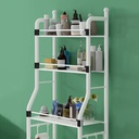 استاند منظم وحامل ادوات الحمام فوق الغسالة والتواليت 3 رفوف مع هوكات جانبية لتعليق الفوط متعدد الاستخدام