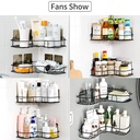 رف ركنة معدن منظم وحامل لادوات الحمام والمطبخ كالشامبو والشاور والتوابل وزجاجات الزيت بلزق دبل فيس قوي