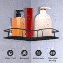 رف ركنة معدن منظم وحامل لادوات الحمام والمطبخ كالشامبو والشاور والتوابل وزجاجات الزيت بلزق دبل فيس قوي