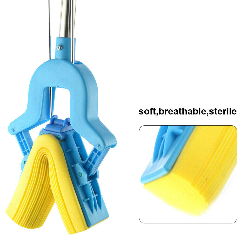 مساحة تنظيف الارضيات والباركيه والسيراميك ذاتية العصر بيد معدن طويلة بمقبض بلاستيك مريح