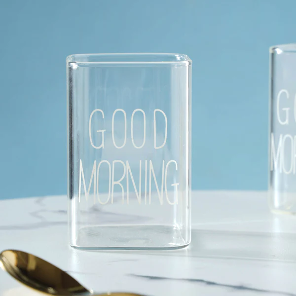 كوباية جود مورنينج لشرب وتقديم العصائر والشاي والنسكافيه من الزجاج الشفاف