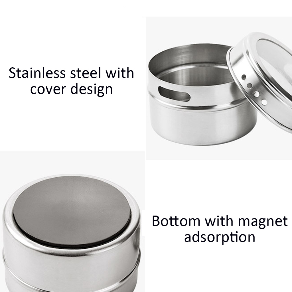 طقم توابل 4 قطع استانليس ستيل مغناطيسي بحامل ونظامين رش لسهولة الاستخدام