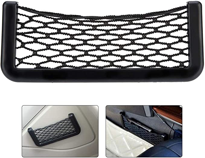 شبكة سيارة ذاتية اللصق لحمل وتخزين الموبايل والمفاتيح والمحافظ