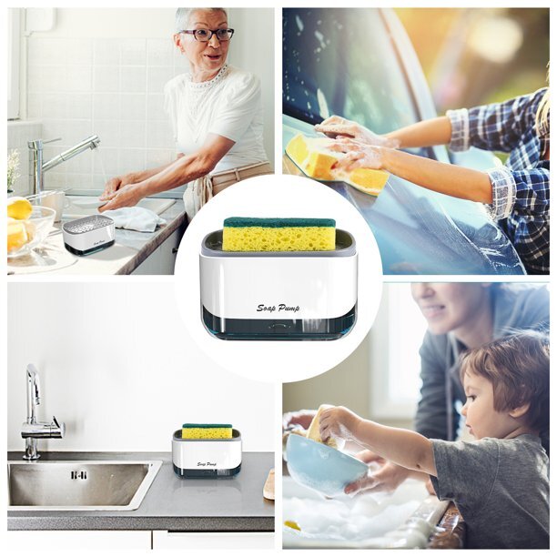 ديسبنسر صابون يدوي لغسيل الصحون والاطباق مع اسفنجة عملي وسهل الاستخدام