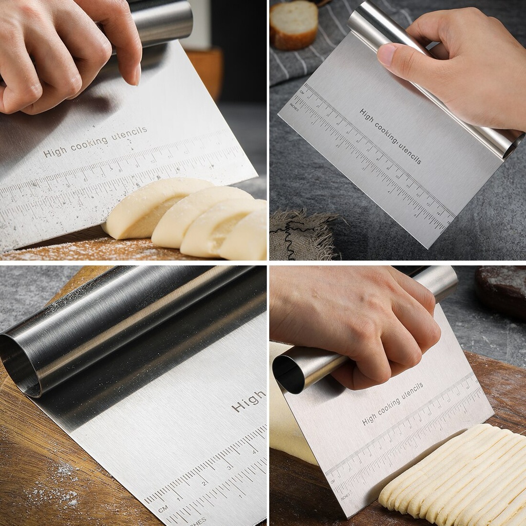 مكشطة وقطاعة استانليس ستيل بمقياس لتقطيع العجين وتزيين الكيك