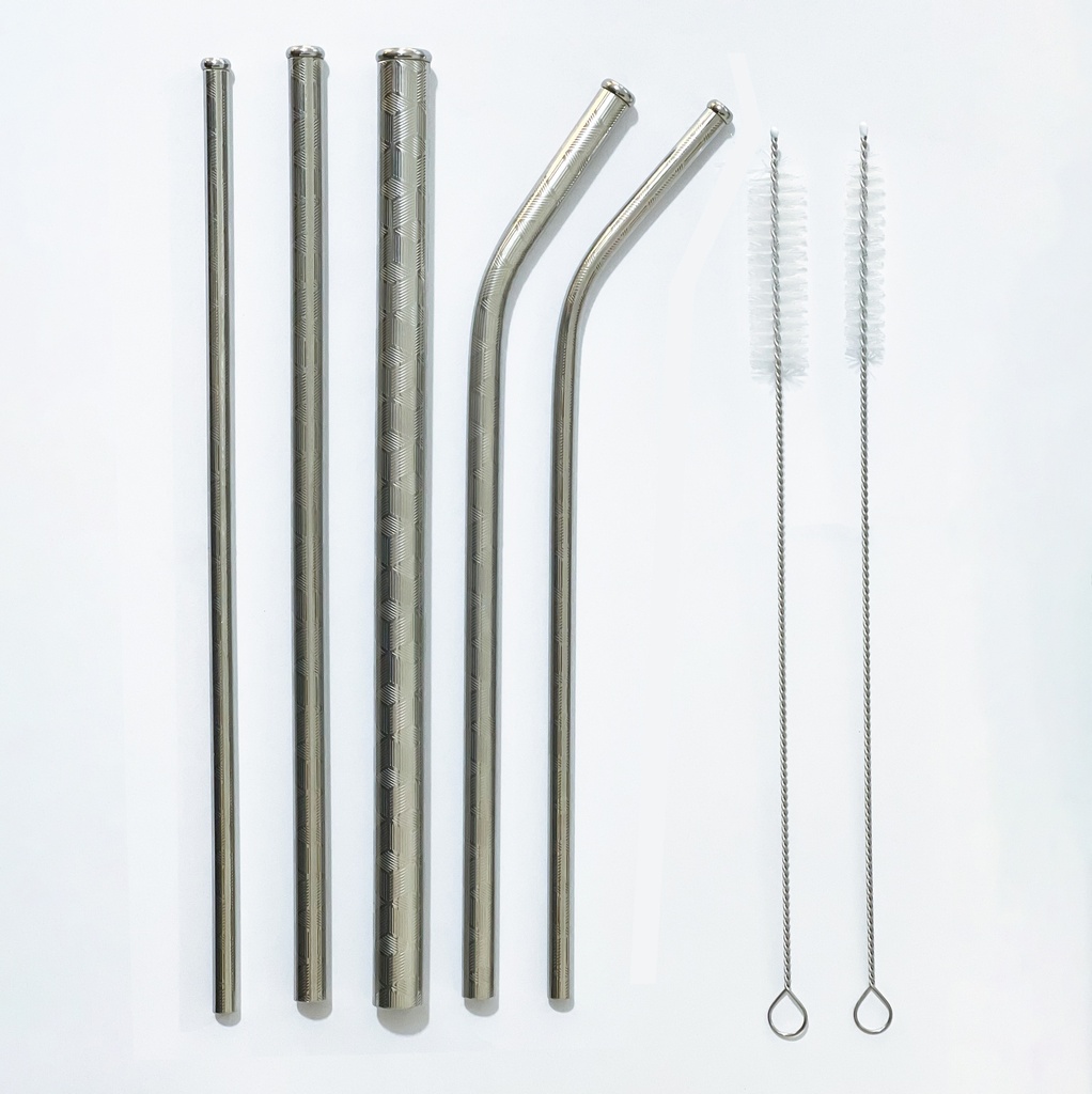 شاليموه استانليس ستيل قابلة لإعادة الاستخدام 5 قطع باشكال واحجام مختلفة مع فرش تنظيف