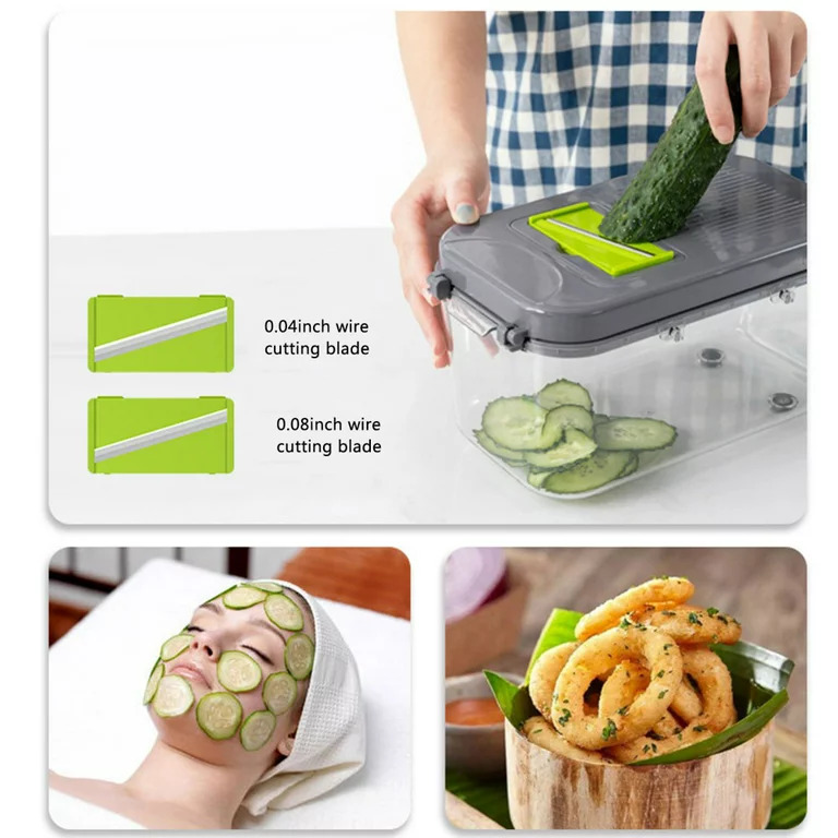 قطاعة ومبشرة للخضراوات والفواكه والجبن  والبيض 22 قطعة مع صفاية وعلبة عملية وسهلة الاستخدام بيد