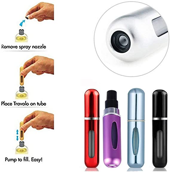 بخاخ عطر ميني قابل لاعادة التعبئة لشنط اليد والسفر والرحلات الوان مختلفة