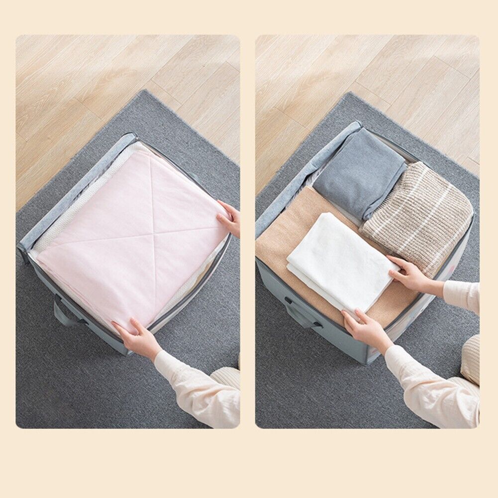 شنطة تخزين ملابس كبيرة مطبوعة باشكال كرتونية مختلفة باتنين يد لسهولة الحمل والتنقل متعددة الاستخدامات ا