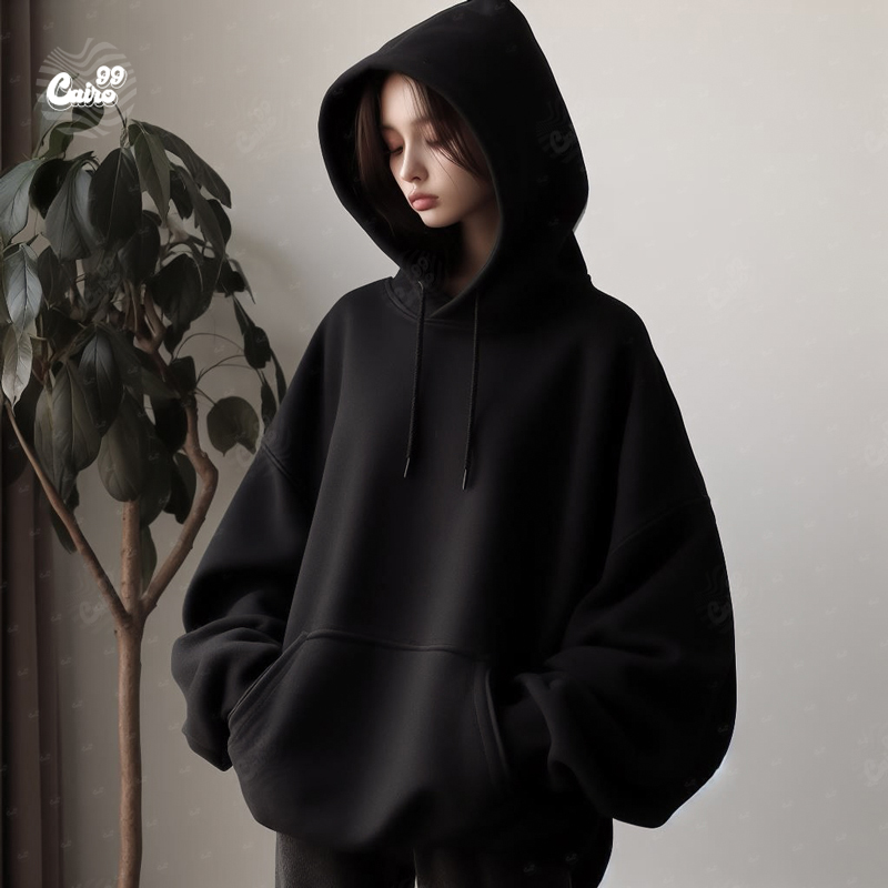 Good Vibes هودي اوفر سايز قطن بكابيشو باللون البيج  للرجال والنساء