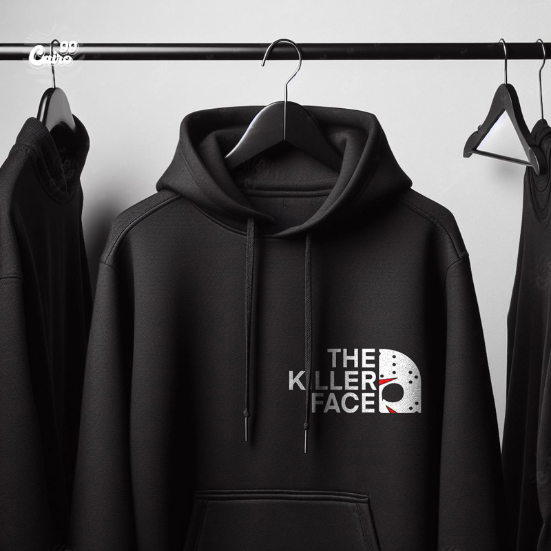 The killer face هودي اوفر سايز قطن بكابيشو باللون الاسود  للرجال والنساء