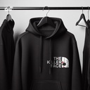 The killer face هودي اوفر سايز قطن بكابيشو باللون الاسود  للرجال والنساء