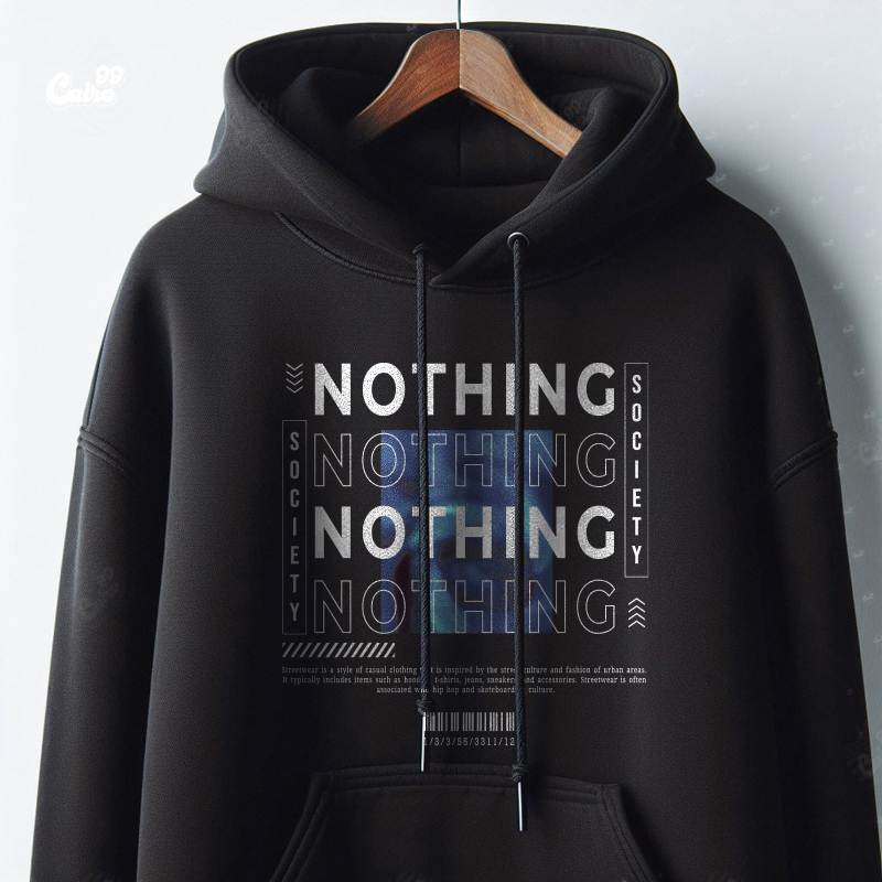 Nothingهودي اوفر سايز قطن بكابيشو باللون الاسود للرجال والنساء